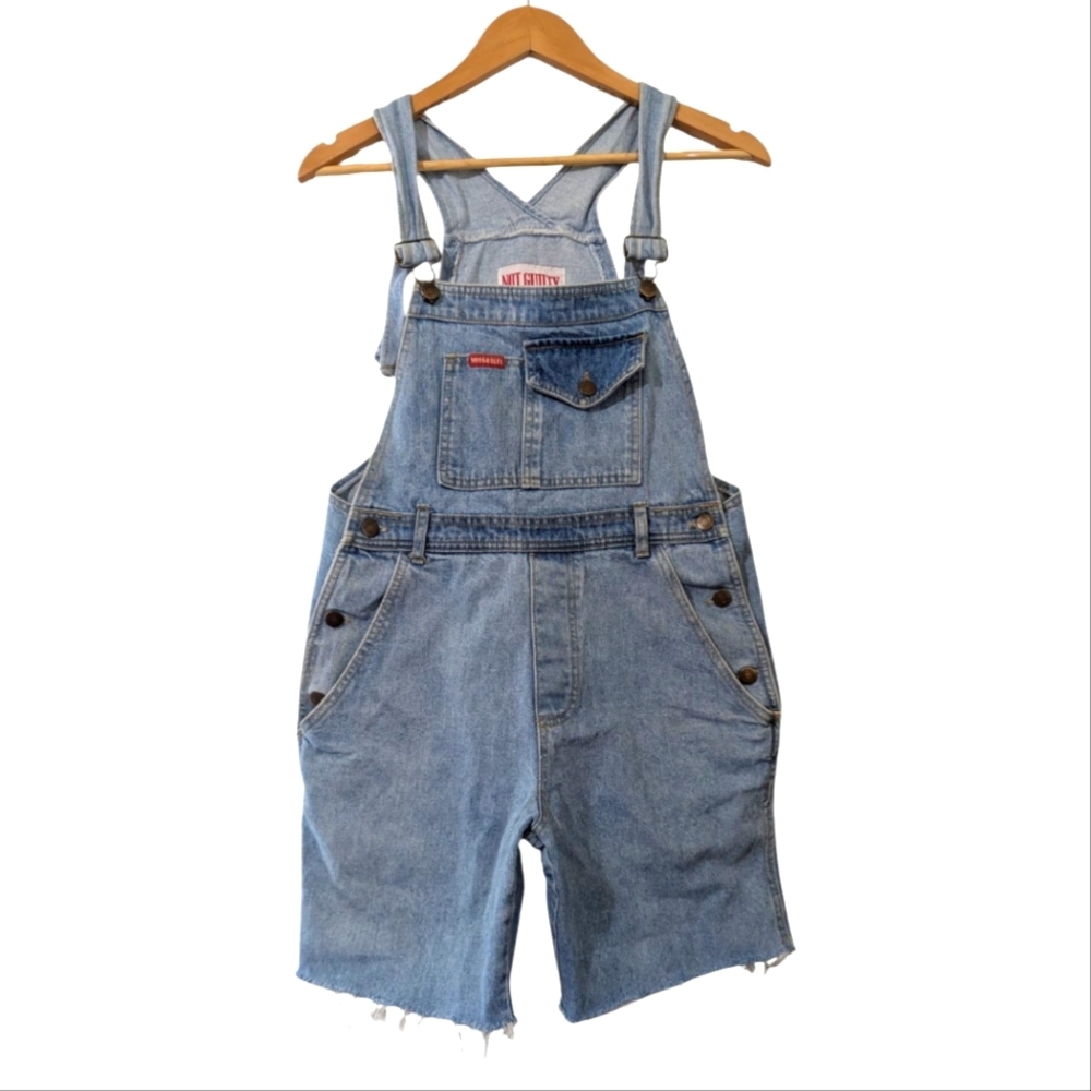 Not Guilty Overall Cut Off Shorts Denim Blue Size Small Vintage 90s C